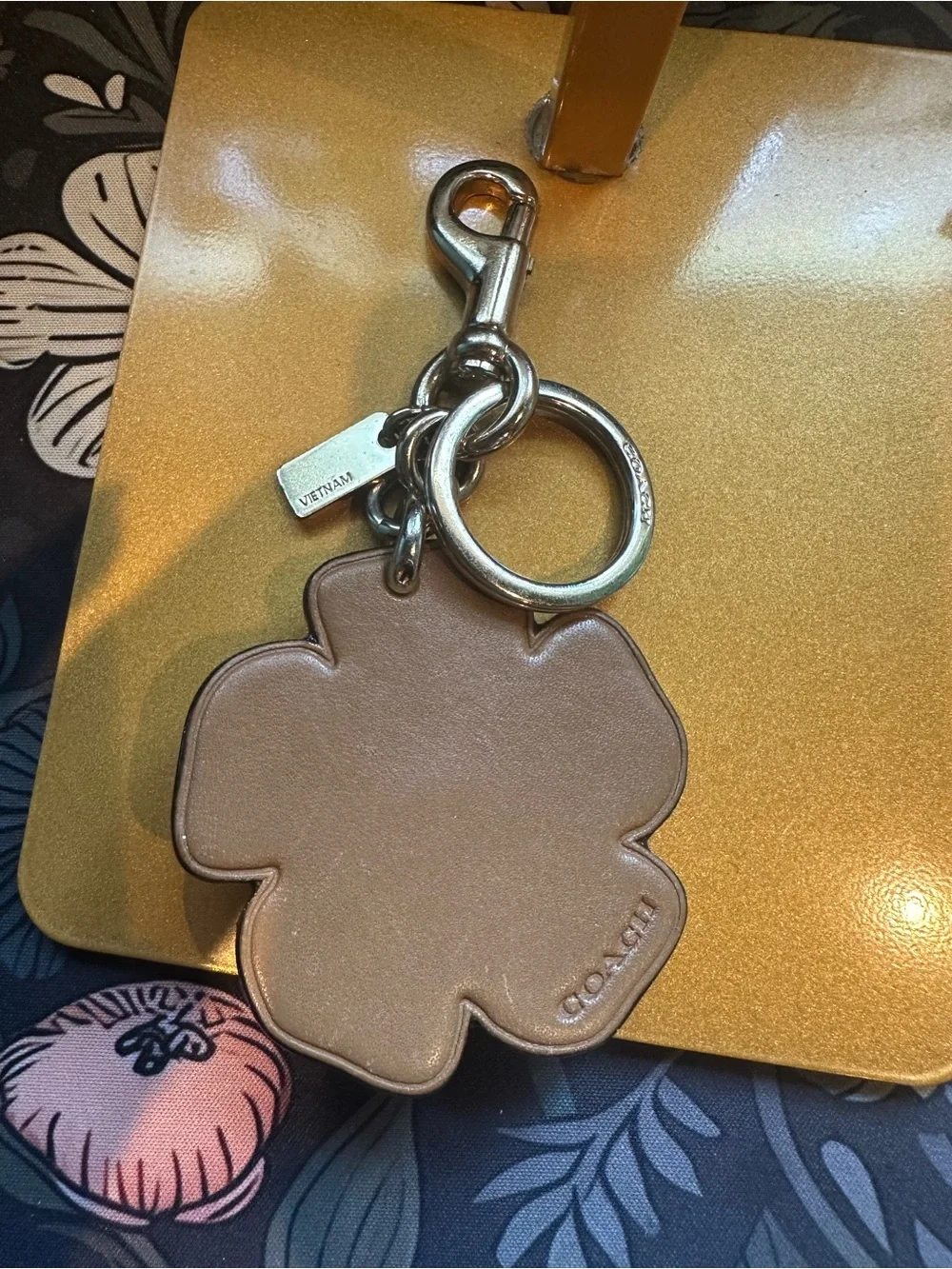 Coach Tea Rose Bag Charm in Chalk